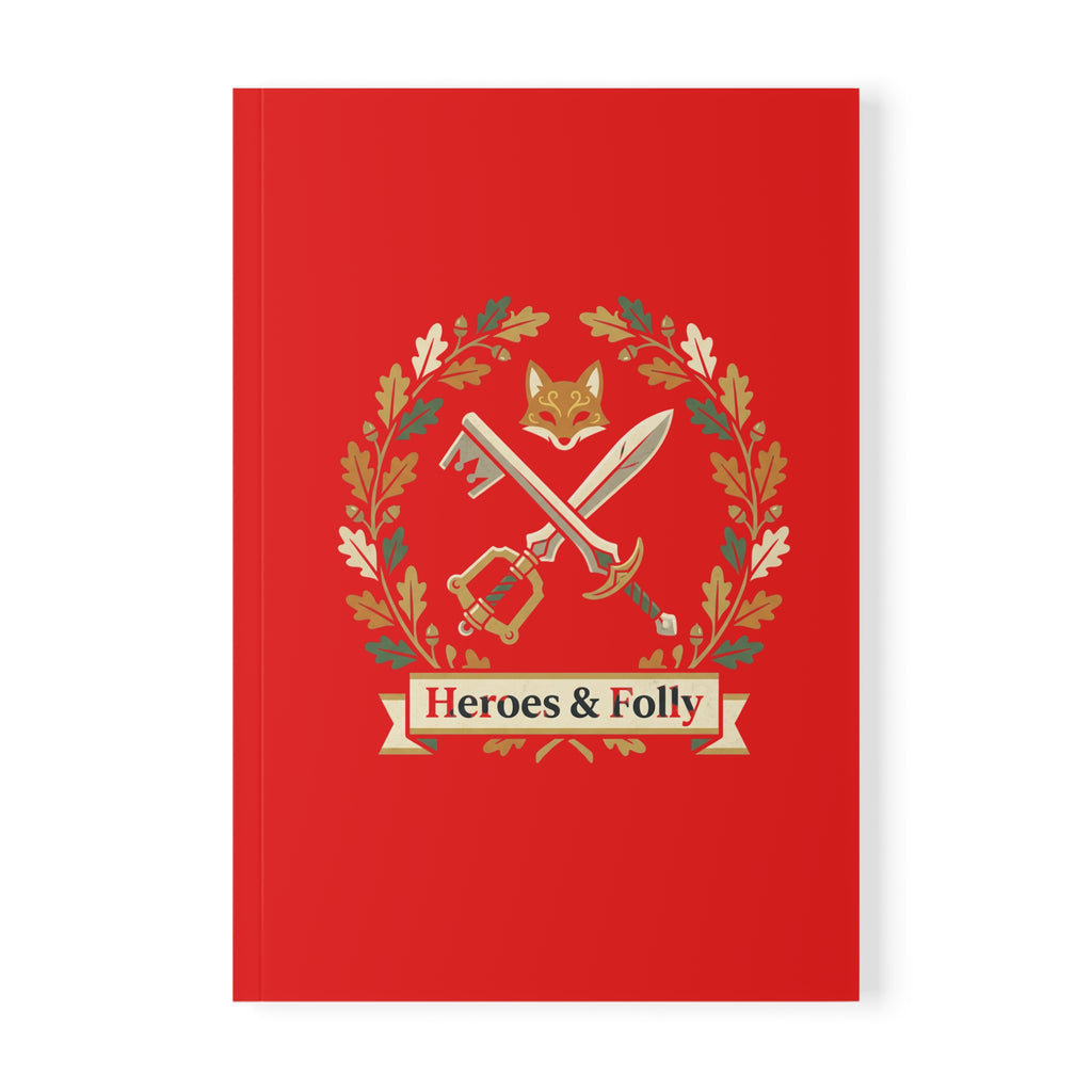 Heroes & Folly Red A5 Notebook — Fantasy Emblem Softcover Journal