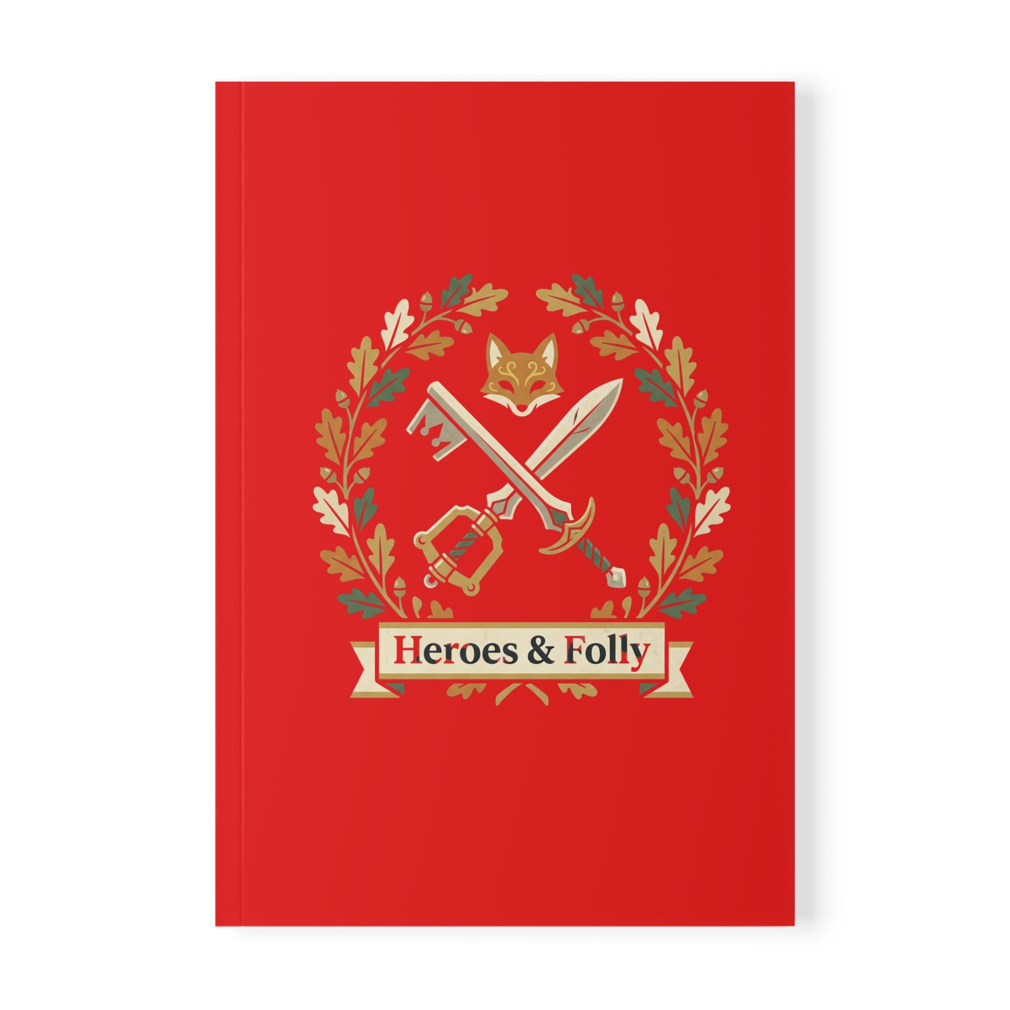 Heroes & Folly Red A5 Notebook — Fantasy Emblem Softcover Journal